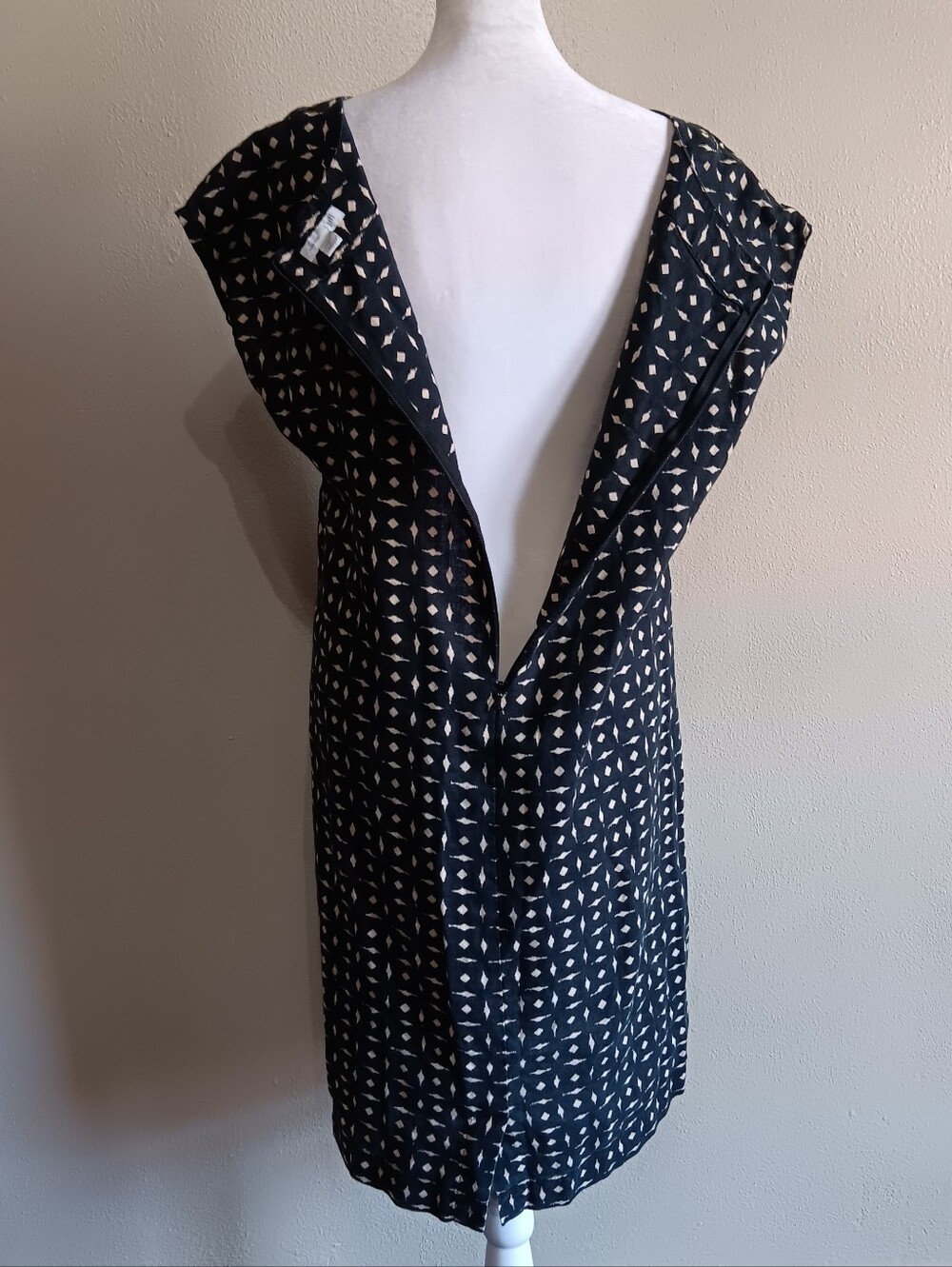 100% Linen J. Jill Geometric Black & Tan Midi Dress Size Small Missy, Love Linen - Picture 3 of 10